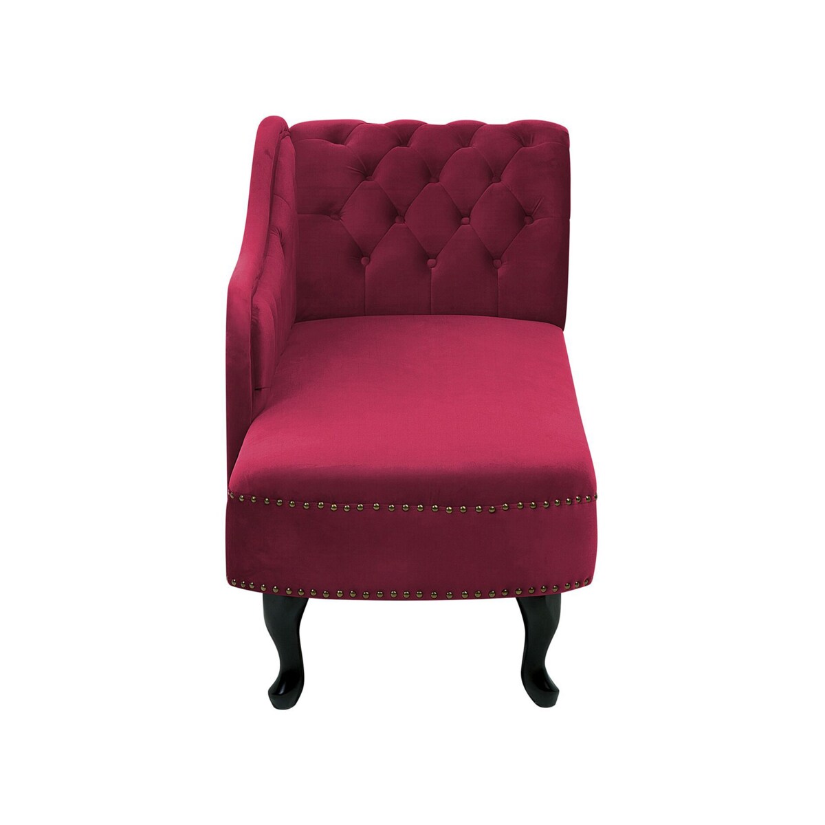 Szezlong welurowy prawostronny burgundowy NIMES