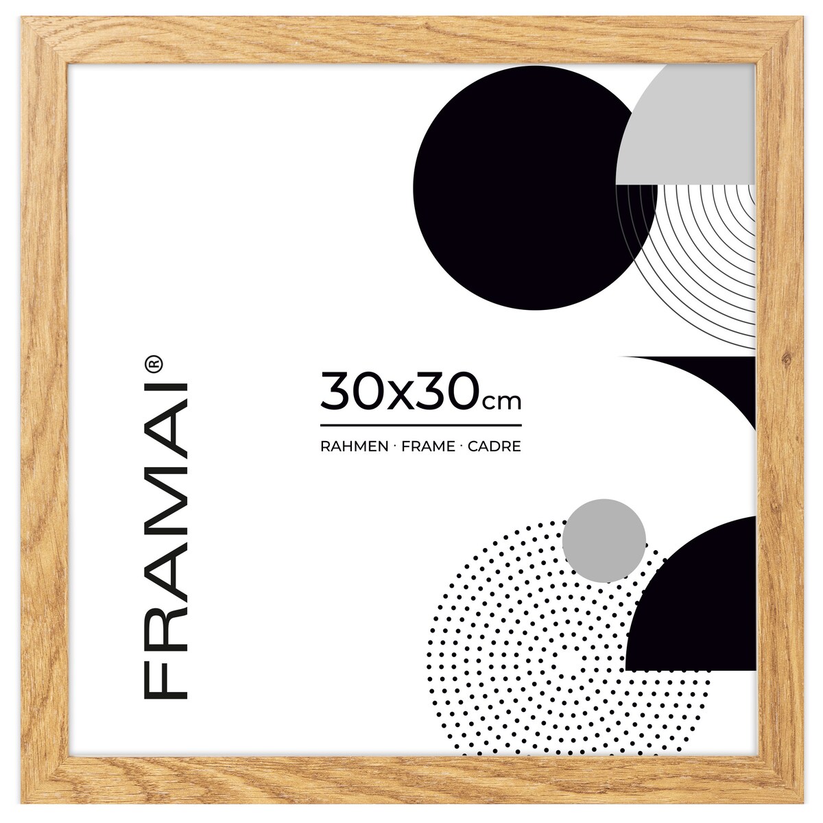 Ramka na zdjęcia 30x30 cm dębowa rama MDF z plexi do powieszenia pion poziom klasyczna kwadratowa ramka FRAMAI®