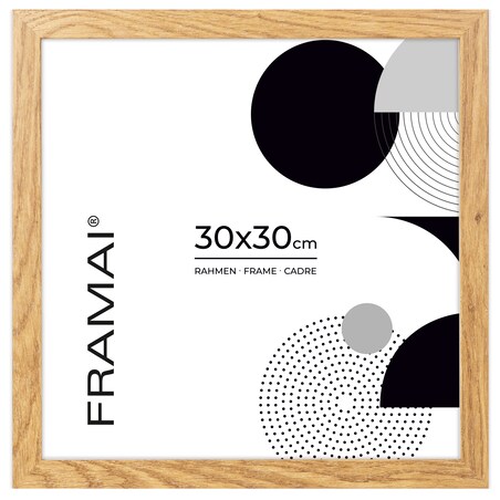Ramka na zdjęcia 30x30 cm dębowa rama MDF z plexi do powieszenia pion poziom klasyczna kwadratowa ramka FRAMAI®