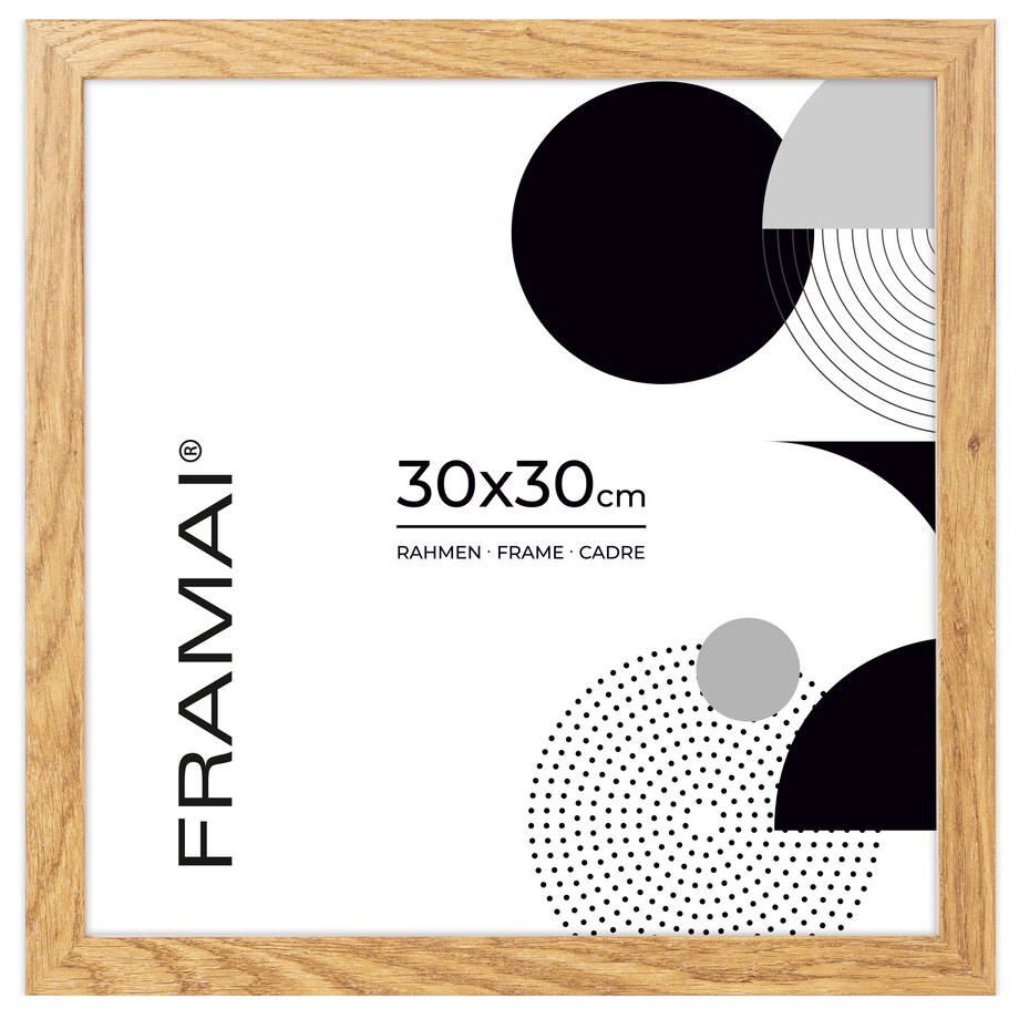 Ramka na zdjęcia 30x30 cm dębowa rama MDF z plexi do powieszenia pion poziom klasyczna kwadratowa ramka FRAMAI®