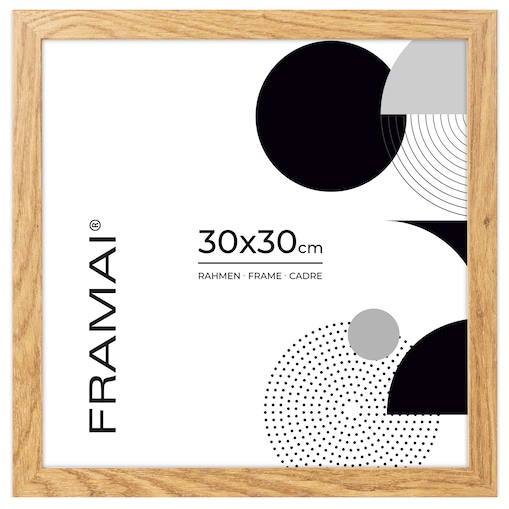 Ramka na zdjęcia 30x30 cm dębowa rama MDF z plexi do powieszenia pion poziom klasyczna kwadratowa ramka FRAMAI®