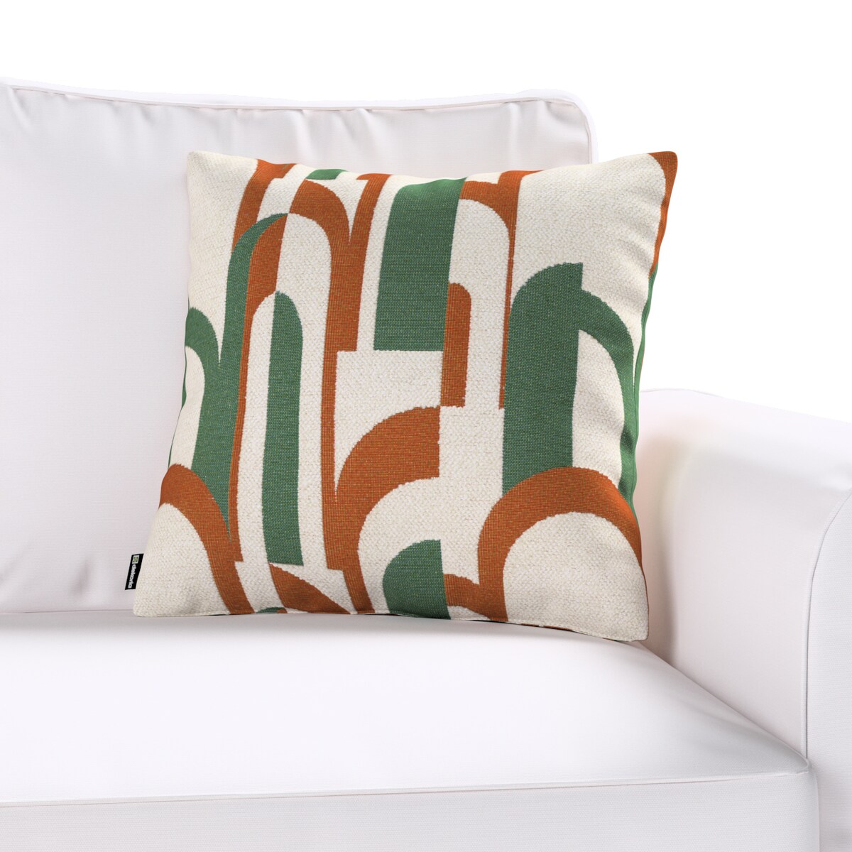 Poszewka Kinga na poduszkę 50x50 zielono-czerwony wzory na kremowym tle