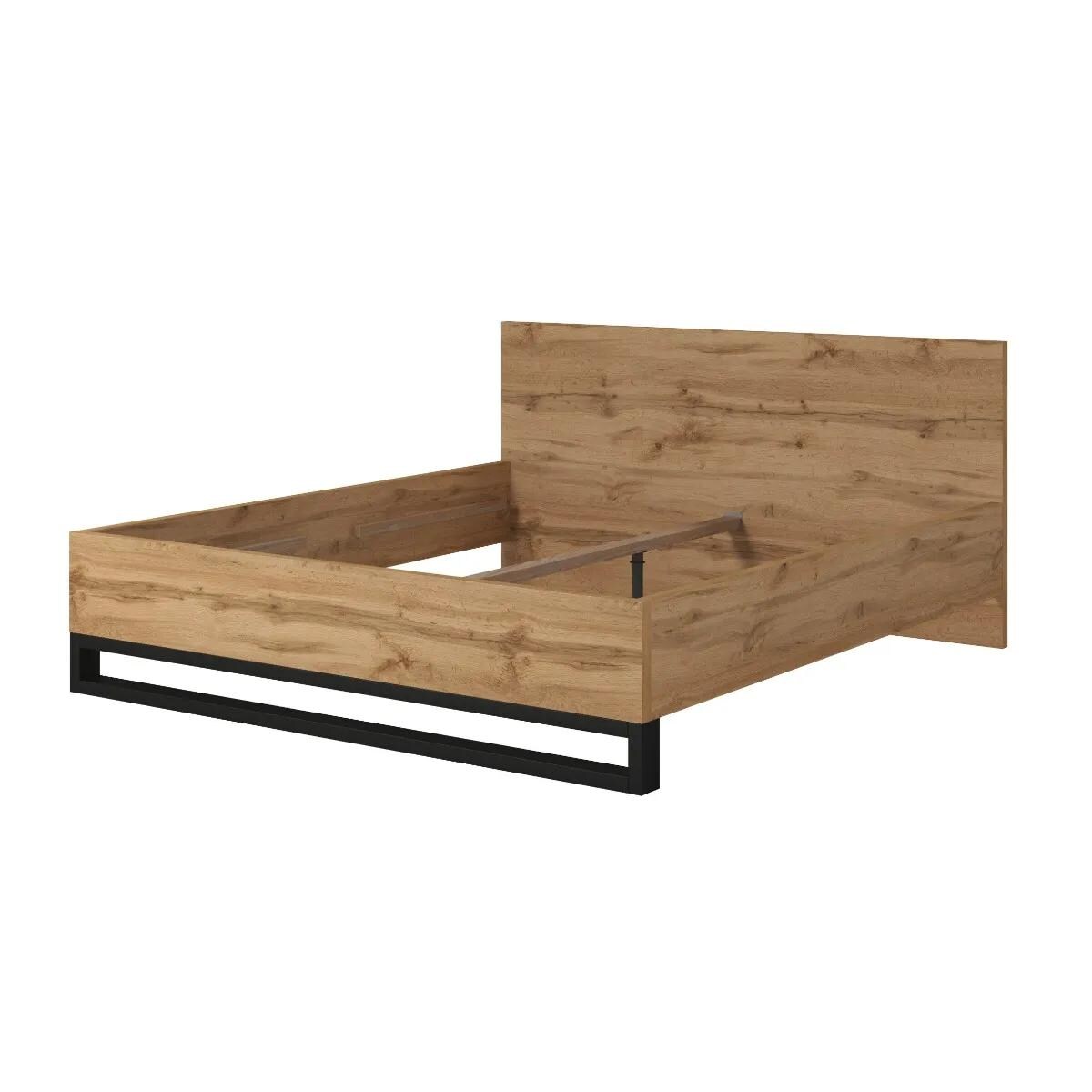 Łóżko HALLE 180x200 dąb wotan mat/czarne