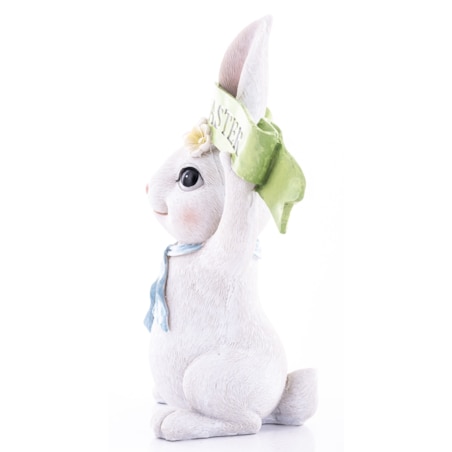 Dekoracja - królik BUNNY z szarfą z napisem 21x18x9 cm