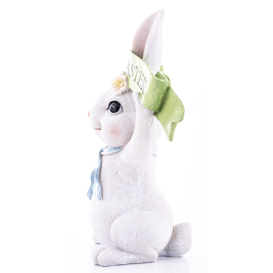 Dekoracja - królik BUNNY z szarfą z napisem 21x18x9 cm