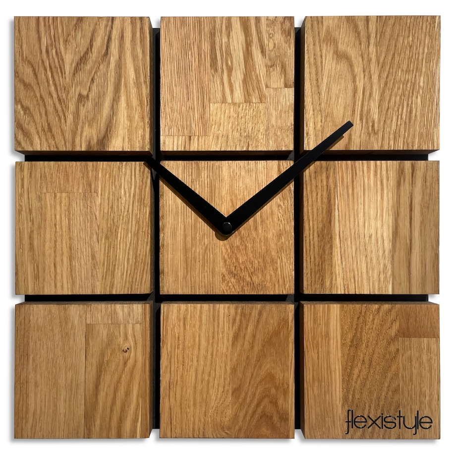 Zegar ścienny drewniany Harmony 30cm kwadratowy