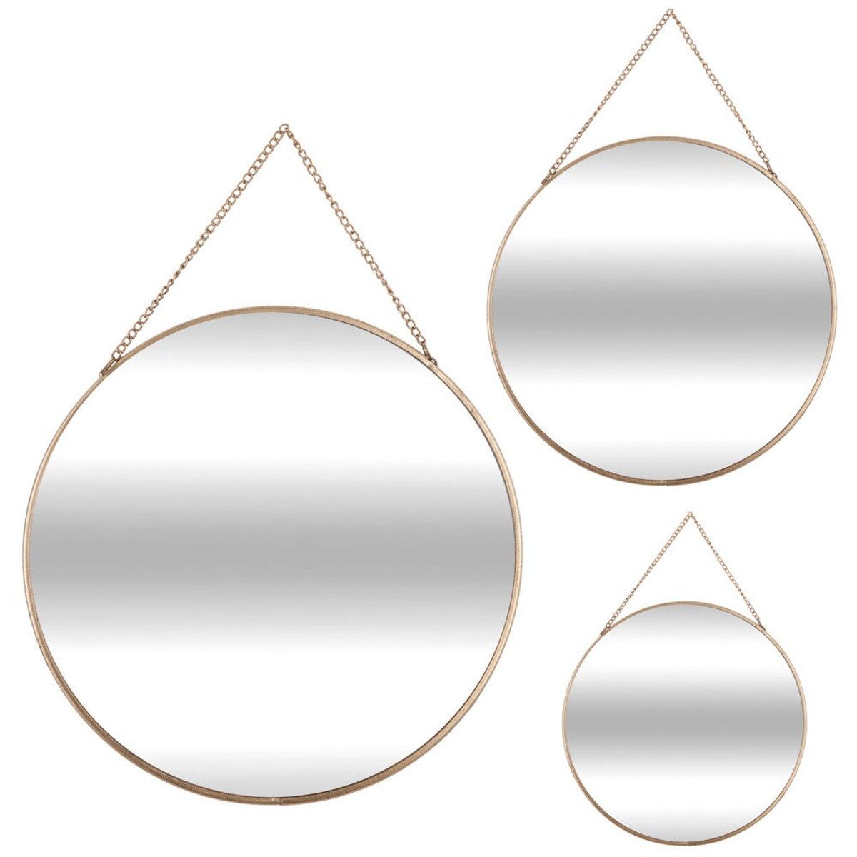 Lustra wiszące o okrągłym kształcie, komplet trzech zwierciadeł ozdobnych