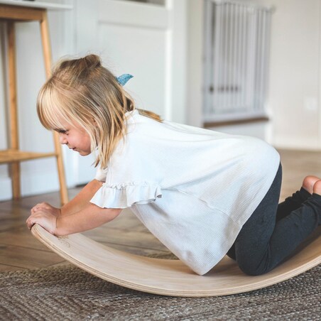 MeowBaby® Deska do Balansowania z filcem 80x30cm dla dzieci. Balance Board szary z filcem szarym