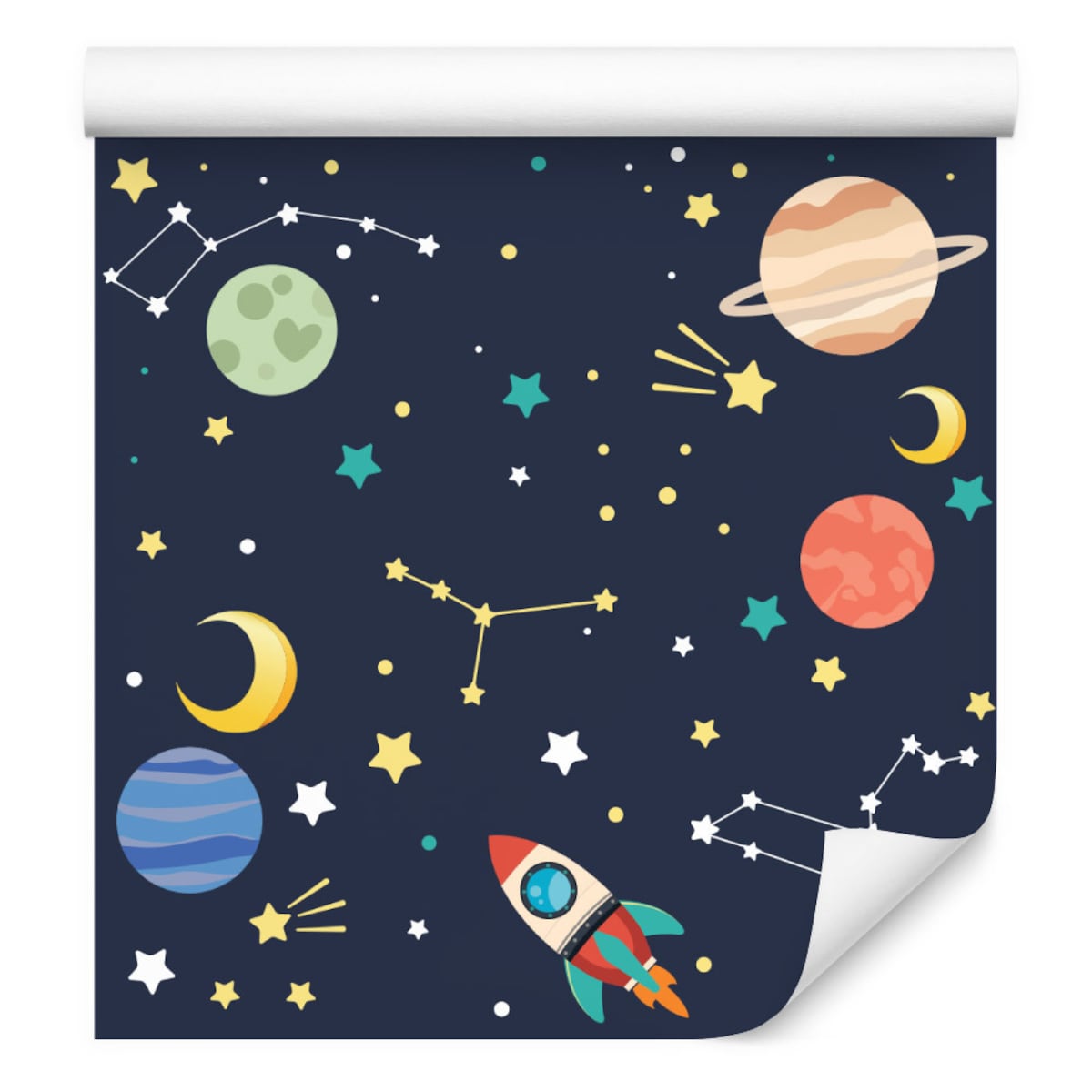 Tapeta dla dzieci planety gwiazdy kosmos