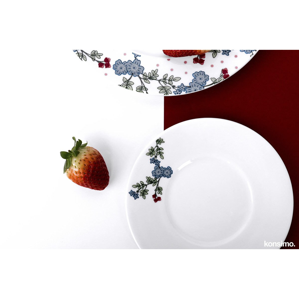 Konsimo IRIS Talerz deserowy, biały/niebieski/zielony/różowy