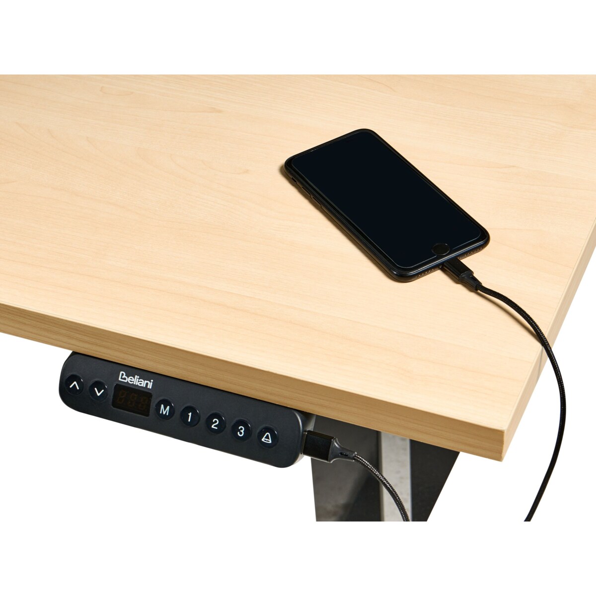 Biurko regulowane elektrycznie DESTINES Czarny/ jasny brąz 120 cm 60 cm