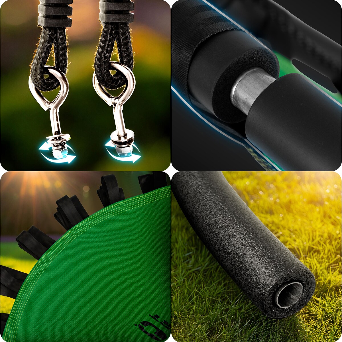 Huśtawka ogrodowa Neo-Sport Swingo bocianie gniazdo fotel wiszący 120 cm zielona