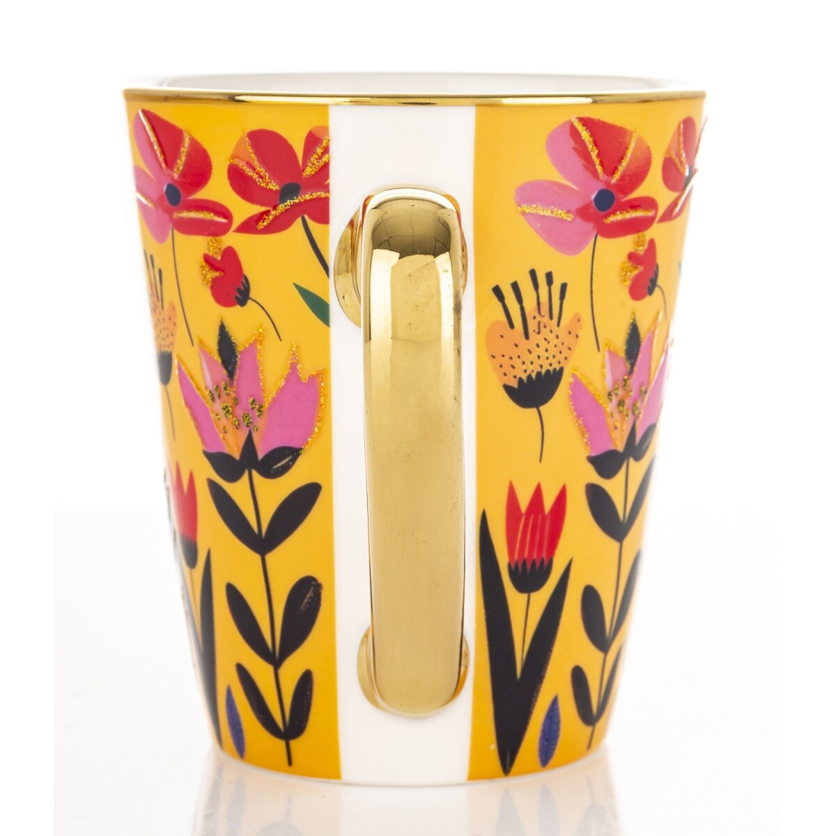 Kubek porcelanowy 300 ml 10x12,5x9 cm BLUMEN-I small żółty