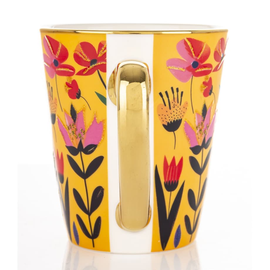 Kubek porcelanowy 300 ml 10x12,5x9 cm BLUMEN-I small żółty