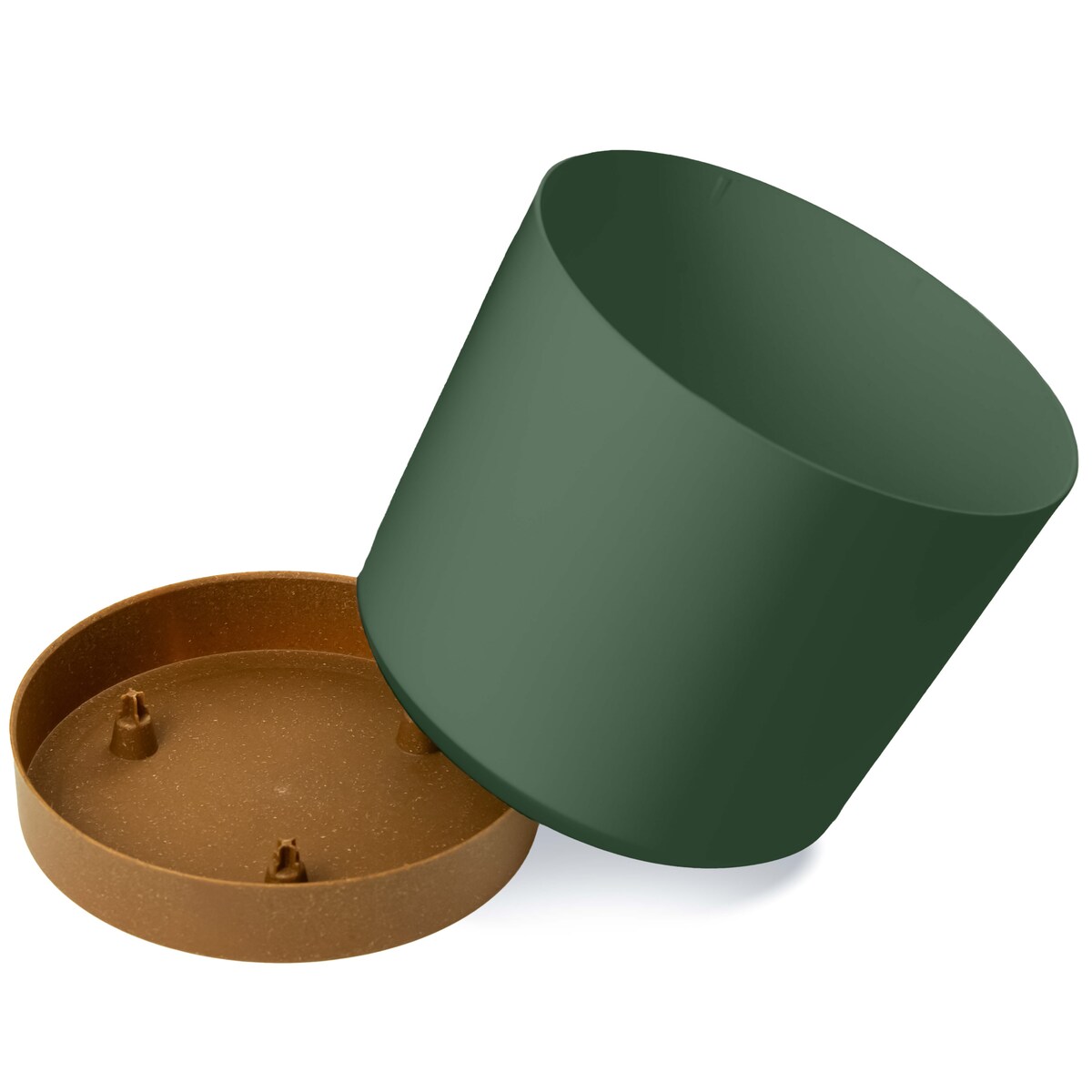 Doniczka Ogrodowa 23,9Cm Z Podstawką Do Domu Donica Plastikowa Gładka Zielona