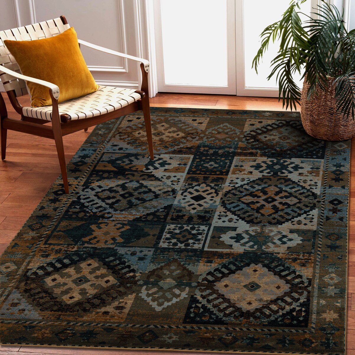 Dywan wełniany OMEGA AVAR Ramka, romby, 170x235 cm