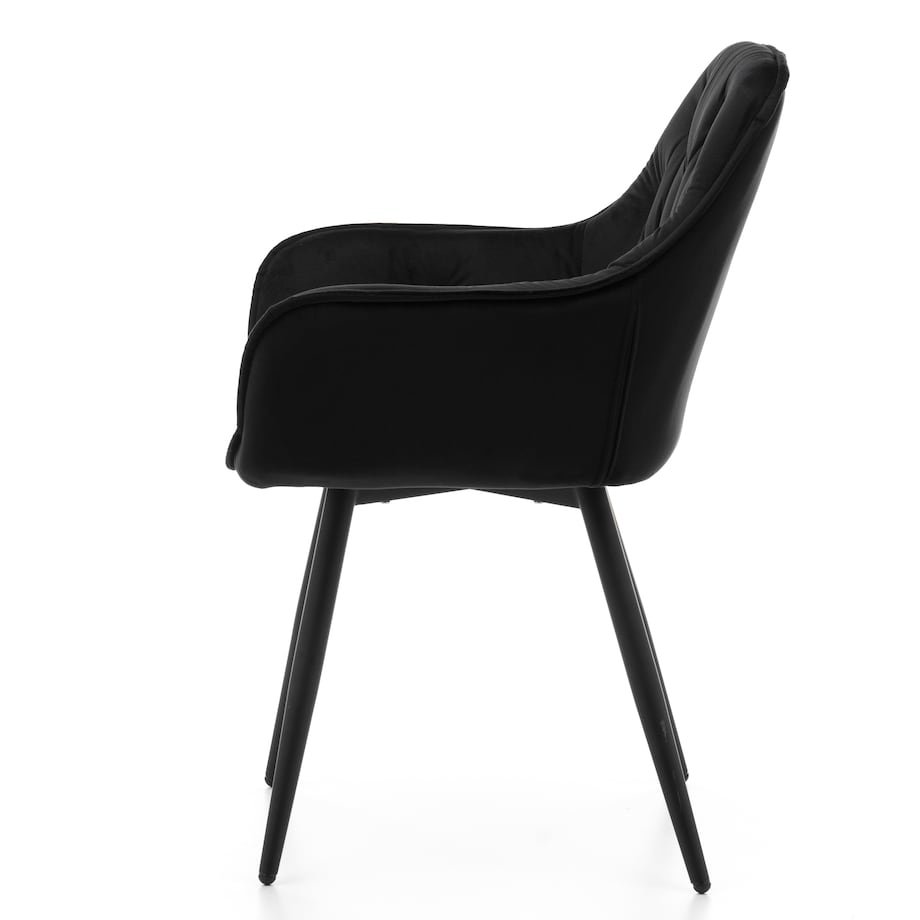 Krzesło tapicerowane pikowane do salonu jadalni welurowe SIENA czarne