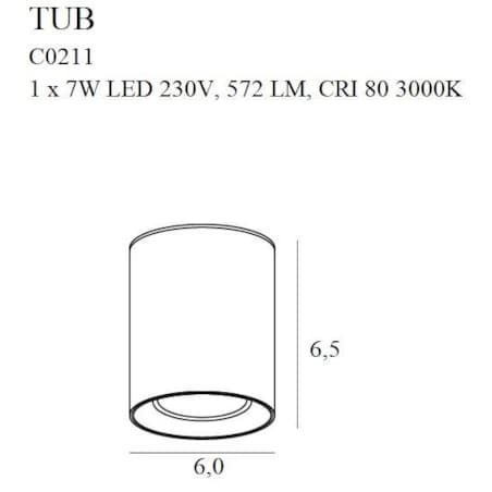 Metalowy spot sufitowy Tub C0211 Maxlight LED 7W 3000K do biura czarny