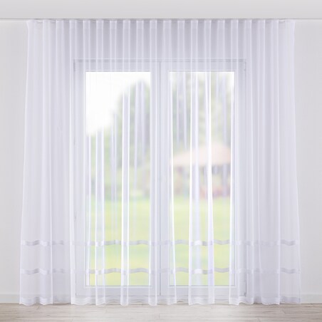 Firana na taśmie wave 300x245 biały ze wzorem