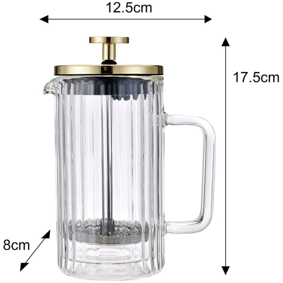 Zaparzacz do kawy herbaty szklany 350ml French Press złoty KLAUSBERG