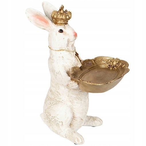 ZAJĄC WIELKANOCNY FIGURKA TACKA NA DROBIAZGI KRÓLIK ZAJĄCZEK WIELKANOC 22cm