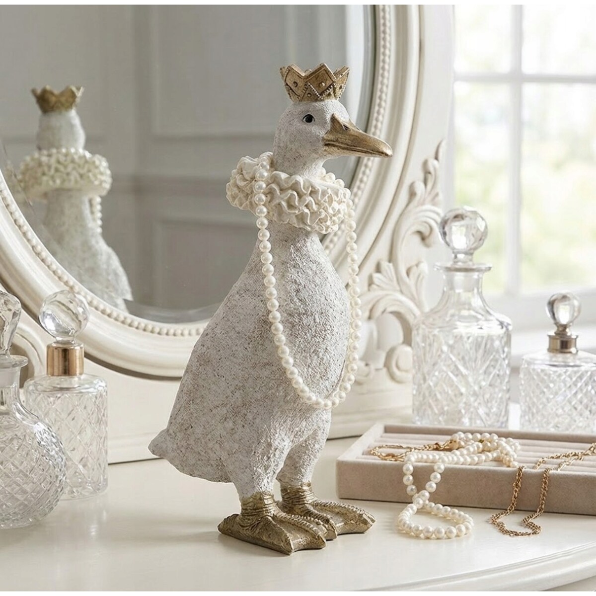 KACZKA FIGURKA KACZOR GĘŚ WIELKANOCNA NA WIELKANOC PREZENT DEKORACJA BIAŁA