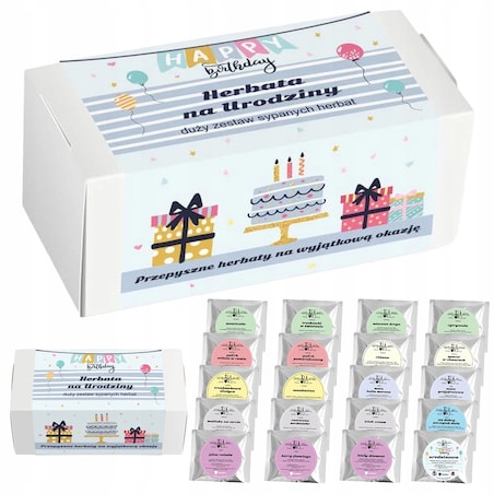 Prezent upominek urodzinowy zestaw 20 herbat sypanych PREMIUM w saszetkach po 5g dla żony męża siostry brata kobiety faceta niej niego