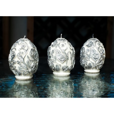 jajo srebrne kwiaty świeca sojowa