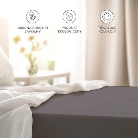Prześcieradło bawełniane bez gumki 160x200 + dodatkowe 5cm po bokach szare