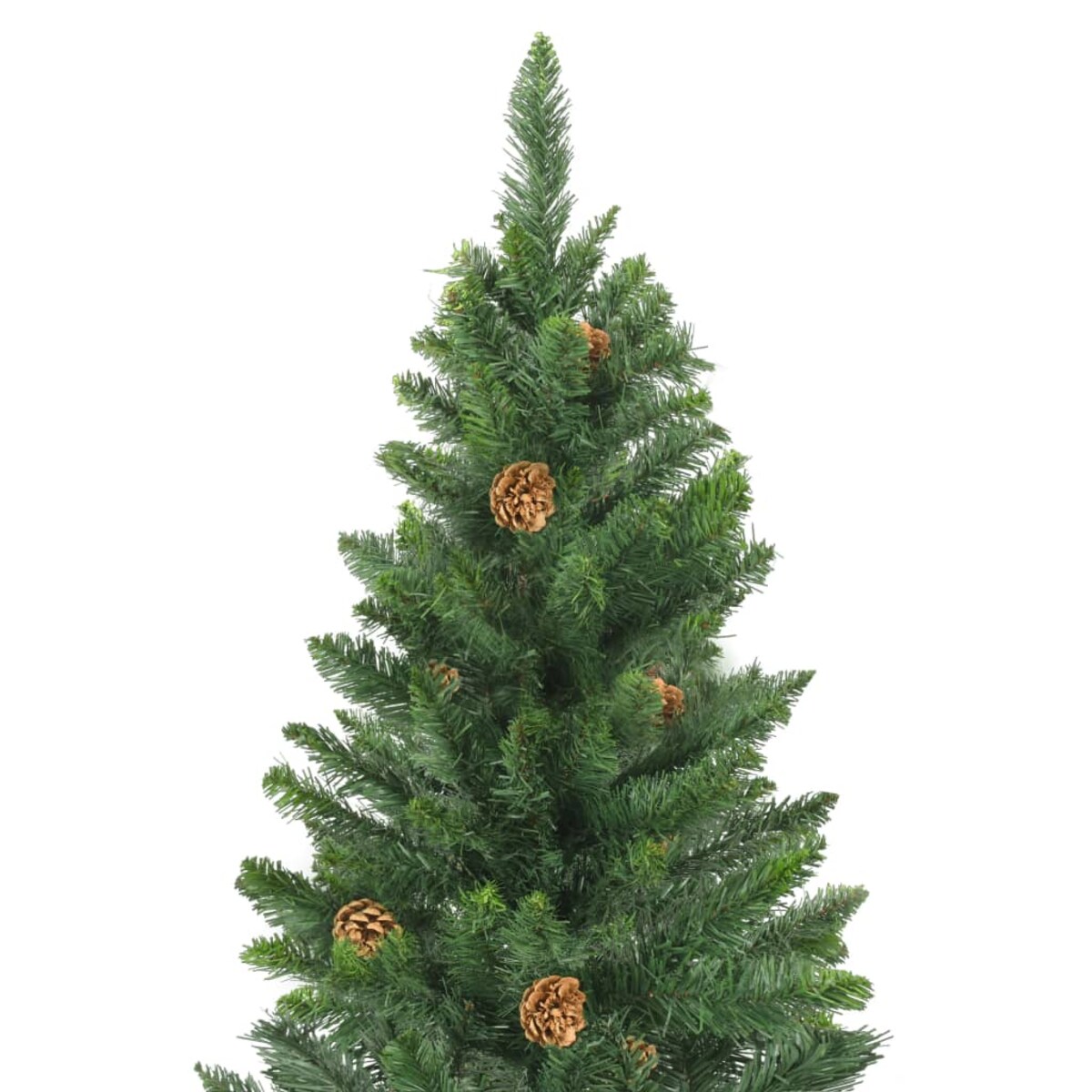 vidaXL Sztuczna choinka z lampkami i szyszkami, zielona, 210 cm