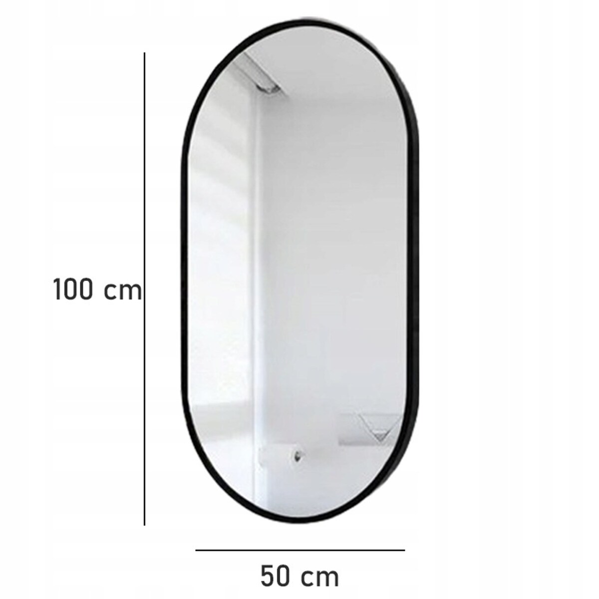 Duże lustro owalne industrialne łazienkowe salon sypialnia czarne 100x50 cm
