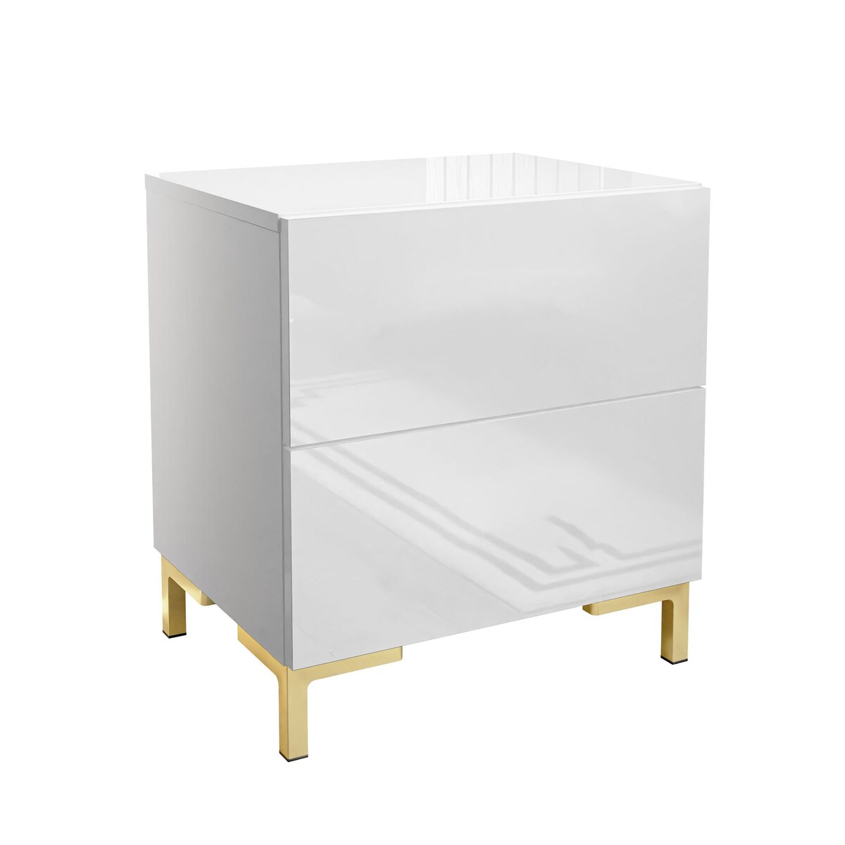 Lukmebel Stolik nocny LINA LUX 45x50x38,5 cm biały połysk z LED