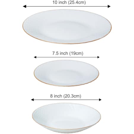 Zastawa stołowa Serwis Komplet talerzy 18 elementów na 6 osób złoty rant KINGHOFF