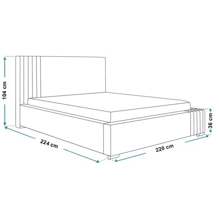 Łóżko sypialniane 200x200 BEN 13 stelaż metalowy, z pojemnikiem- beżowe
