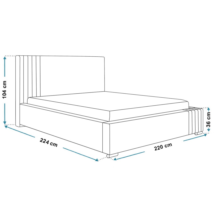 Łóżko sypialniane 200x200 BEN 13 stelaż metalowy, z pojemnikiem- beżowe