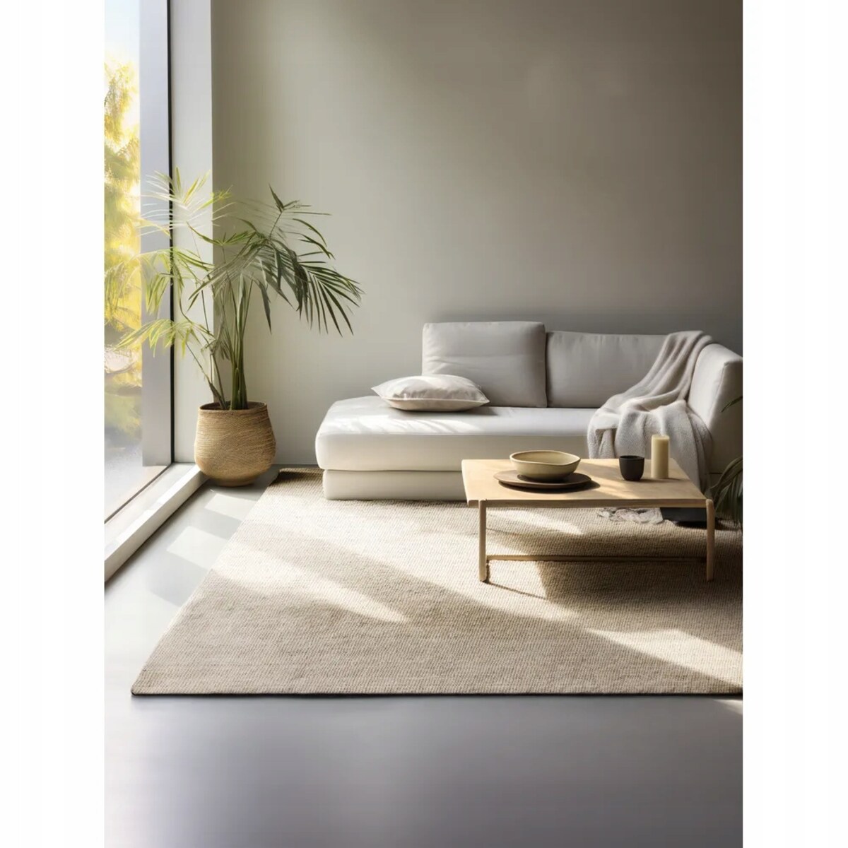 Dywan jutowy do salonu 190x280cm, naturalny kremowy dywan z juty