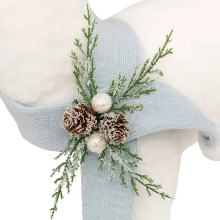 Duża figurka - jelonek biały, futerkowy w szaliku, 62 cm