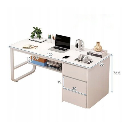 Biurko komputerowe loft białe 3 półki skandynawski nowoczesne 120 cm