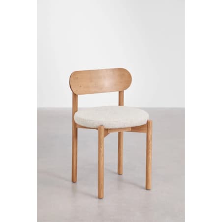 Krzesło do jadalni dębowe, naturalne, bouclé Bianca