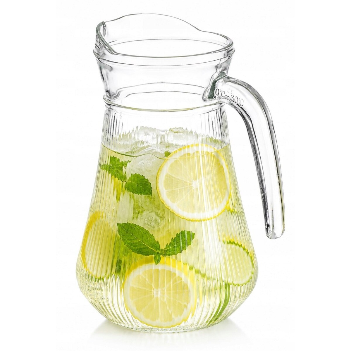 Stylowy Dzbanek Szklany 1,2L Karafka do Wody Soku Lemoniady napoje prążki