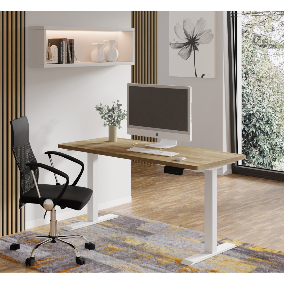 Biurko elektryczne z regulacją BIMotion 2S 140x70 biały/dąb