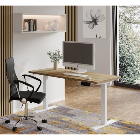 Biurko elektryczne z regulacją BIMotion 2S 140x70 biały/dąb