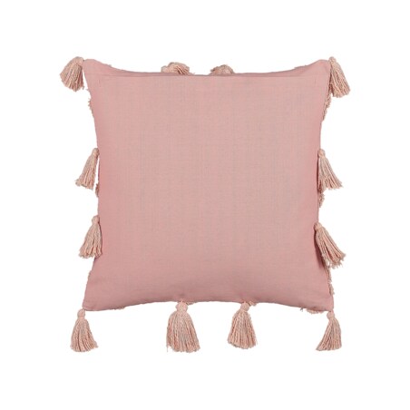 2 bawełniane poduszki dekoracyjne tuftowane z frędzlami 45 x 45 cm różowe TORENIA