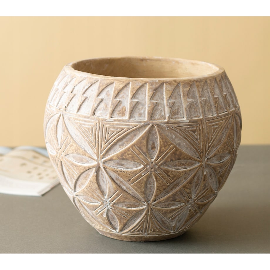 OSŁONKA na doniczkę TRIBE betonowa beżowa śr. 20cm