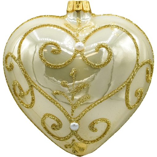 Bombka choinkowa: Serce w złotym ornamencie: połysk