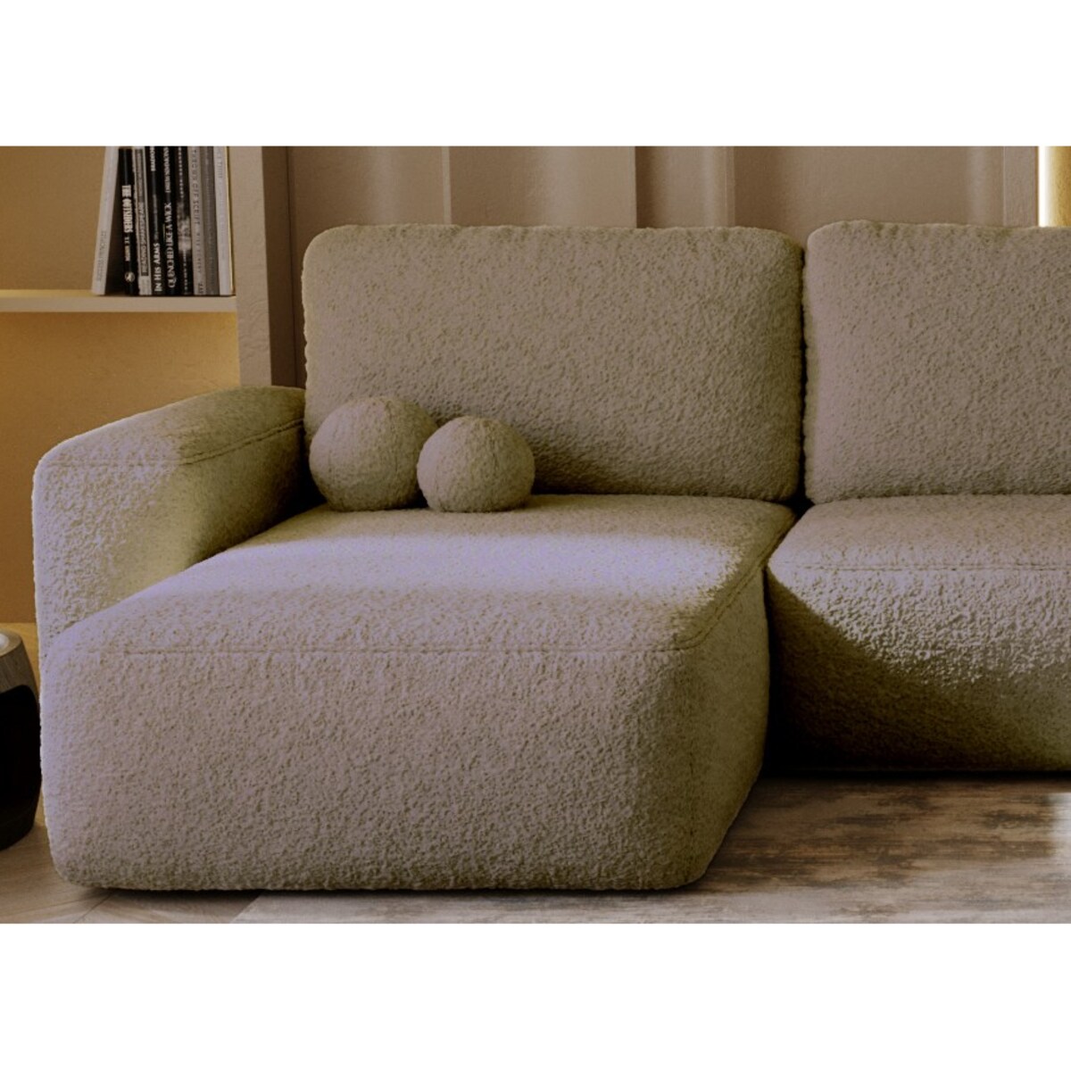 Narożnik U ILO z pojemnikiem na pościel i funkcja spania, ciemno-beżowy