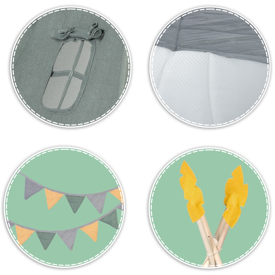 Tipi namiot dla dzieci teepee girlanda poduszki duża mata stabilizator Nukido