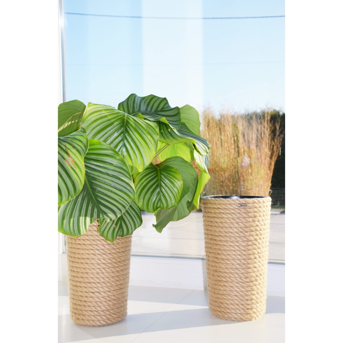 28 BOHO jutowa wysoka osłonka + wkład doniczka koszyk naturalny gruby sznurek LINA z trawy plecionej JUTA styl skandynawski etno loft wzór 28/210