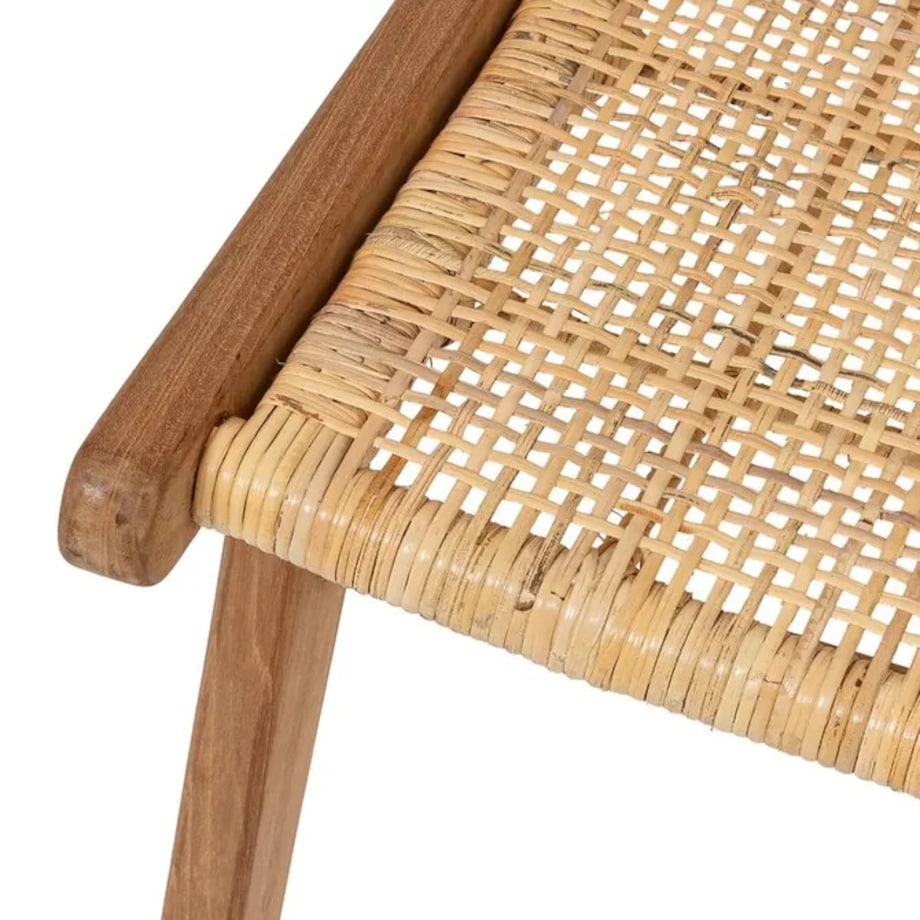 Fotel boho tekowy z plecionką Ilan