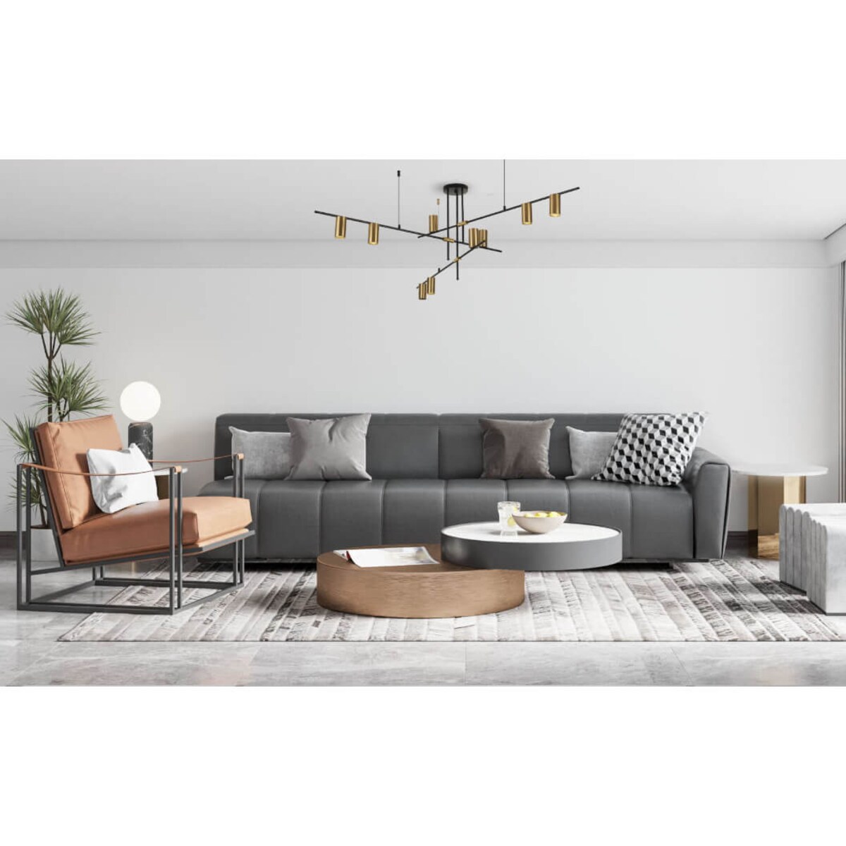 Modernistyczna lampa wisząca ARIZONA LP-074/9PL BK/GD Light Prestige metalowa oprawa metalowe tuby zwis czarny złoty